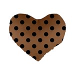 Polka Dots - Black on French Beige Standard 16  Premium Heart Shape Cushion