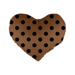Polka Dots - Black on French Beige Standard 16  Premium Flano Heart Shape Cushion