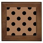 Polka Dots - Black on French Beige Framed Tile
