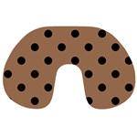 Polka Dots - Black on French Beige Travel Neck Pillow