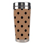 Polka Dots - Black on French Beige Stainless Steel Travel Tumbler
