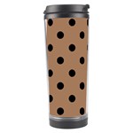 Polka Dots - Black on French Beige Travel Tumbler