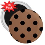 Polka Dots - Black on French Beige 3  Magnet (10 pack)