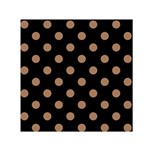 Polka Dots - French Beige on Black Small Satin Scarf  (Square)