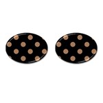 Polka Dots - French Beige on Black Cufflinks (Oval)