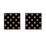 Polka Dots - French Beige on Black Cufflinks (Square)