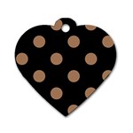 Polka Dots - French Beige on Black Dog Tag Heart (Two Sides)