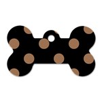 Polka Dots - French Beige on Black Dog Tag Bone (Two Sides)