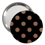 Polka Dots - French Beige on Black 3  Handbag Mirror