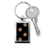 Polka Dots - French Beige on Black Key Chain (Rectangle)