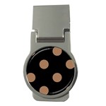 Polka Dots - French Beige on Black Money Clip (Round)