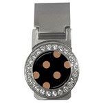 Polka Dots - French Beige on Black Money Clip (CZ)