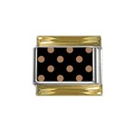 Polka Dots - French Beige on Black Gold Trim Italian Charm (9mm)