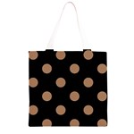 Polka Dots - French Beige on Black Grocery Light Tote Bag