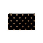 Polka Dots - French Beige on Black Cosmetic Bag (S)