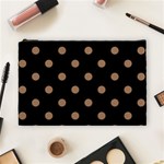 Polka Dots - French Beige on Black Cosmetic Bag (L)