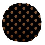 Polka Dots - French Beige on Black Large 18  Premium Flano Round Cushion