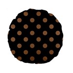 Polka Dots - French Beige on Black Standard 15  Premium Round Cushion