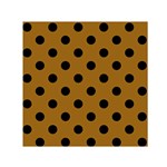 Polka Dots - Black on Golden Brown Small Satin Scarf  (Square)