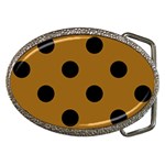 Polka Dots - Black on Golden Brown Belt Buckle