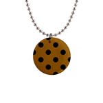Polka Dots - Black on Golden Brown 1  Button Necklace