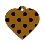 Polka Dots - Black on Golden Brown Dog Tag Heart (One Side)