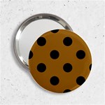 Polka Dots - Black on Golden Brown 2.25  Handbag Mirror