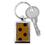 Polka Dots - Black on Golden Brown Key Chain (Rectangle)