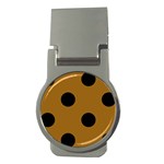 Polka Dots - Black on Golden Brown Money Clip (Round)