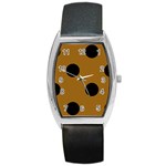 Polka Dots - Black on Golden Brown Barrel Style Metal Watch