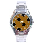Polka Dots - Black on Golden Brown Stainless Steel Analogue Watch
