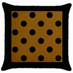 Polka Dots - Black on Golden Brown Throw Pillow Case (Black)