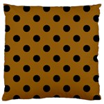 Polka Dots - Black on Golden Brown Standard Flano Cushion Case (Two Sides)