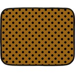 Polka Dots - Black on Golden Brown Fleece Blanket (Mini)