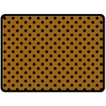 Polka Dots - Black on Golden Brown Fleece Blanket (Large) (One Side)