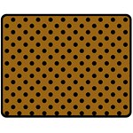 Polka Dots - Black on Golden Brown Fleece Blanket (Medium) (One Side)