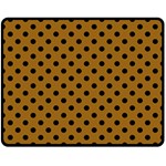 Polka Dots - Black on Golden Brown Double Sided Fleece Blanket (Medium) (Two Sides)