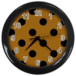 Polka Dots - Black on Golden Brown Wall Clock (Black)