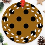 Polka Dots - Black on Golden Brown Round Filigree Ornament (Two Sides)