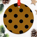 Polka Dots - Black on Golden Brown Round Ornament (Two Sides)