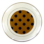 Polka Dots - Black on Golden Brown Porcelain Plate