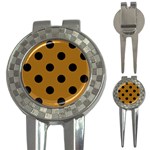 Polka Dots - Black on Golden Brown 3-in-1 Golf Divot