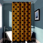 Polka Dots - Black on Golden Brown Shower Curtain 36  x 72  (Stall)