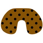 Polka Dots - Black on Golden Brown Travel Neck Pillow