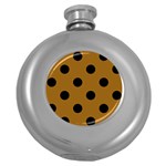 Polka Dots - Black on Golden Brown Hip Flask (5 oz)