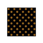 Polka Dots - Golden Brown on Black Satin Bandana Scarf