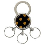 Polka Dots - Golden Brown on Black 3-Ring Key Chain