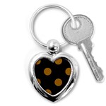 Polka Dots - Golden Brown on Black Key Chain (Heart)