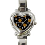 Polka Dots - Golden Brown on Black Heart Italian Charm Watch