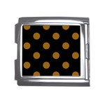 Polka Dots - Golden Brown on Black Mega Link Italian Charm (18mm)